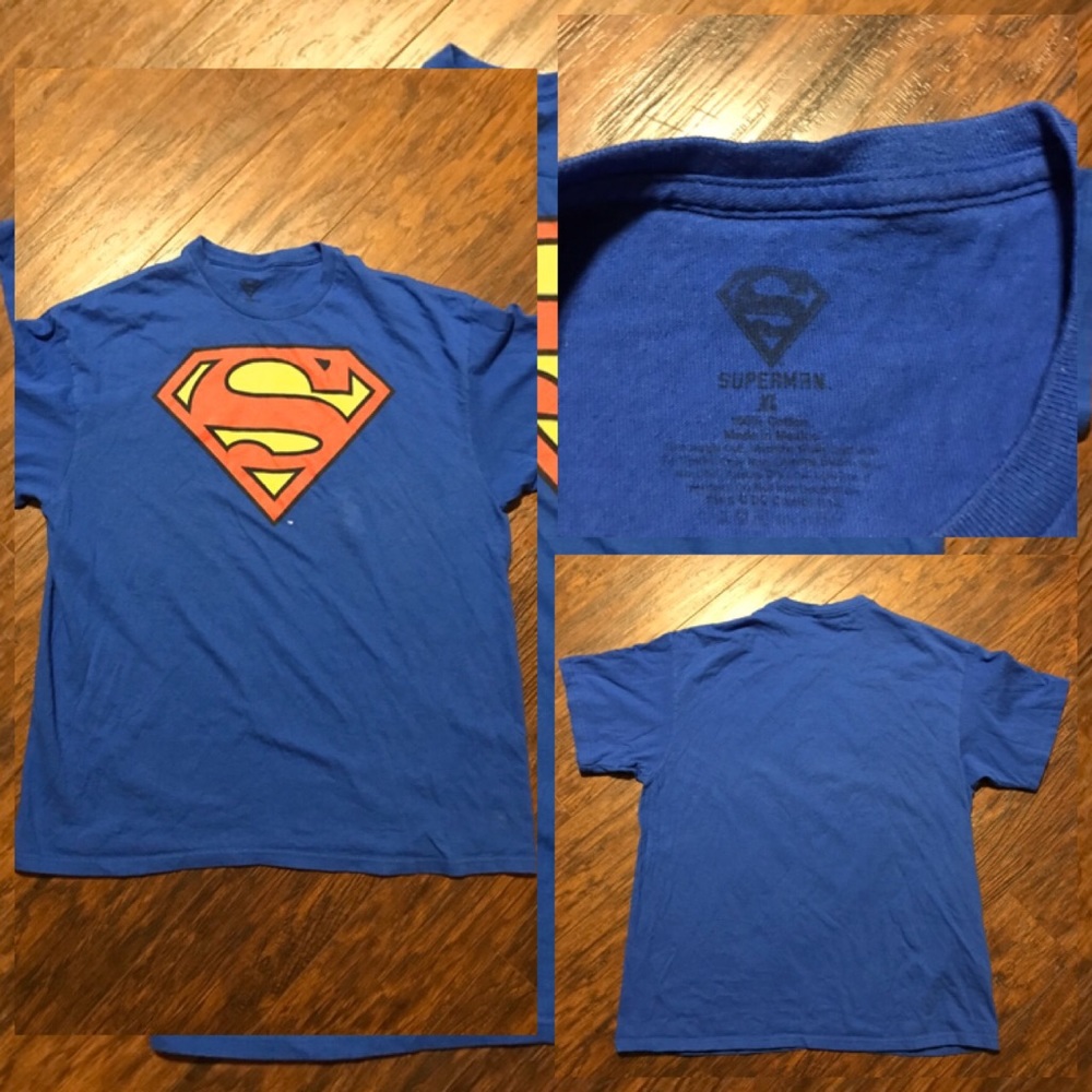 Blue Superman T-Shirt Good Cond. XL